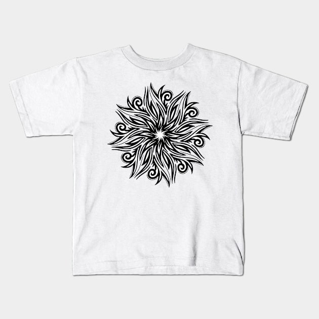 Sun Design Black White Art Kids T-Shirt by NMartworks